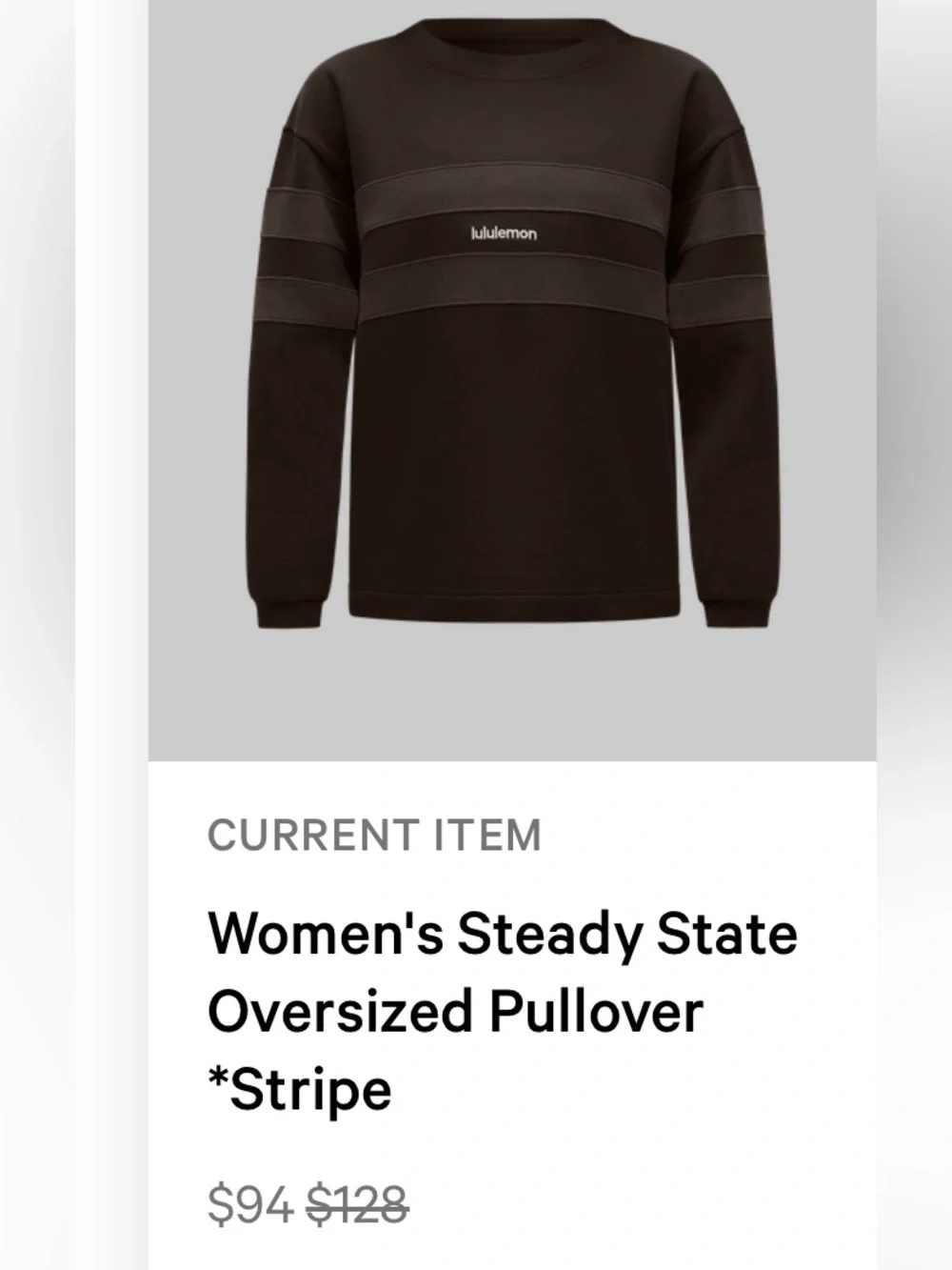 lululemon Crewneck with Brown Stripes